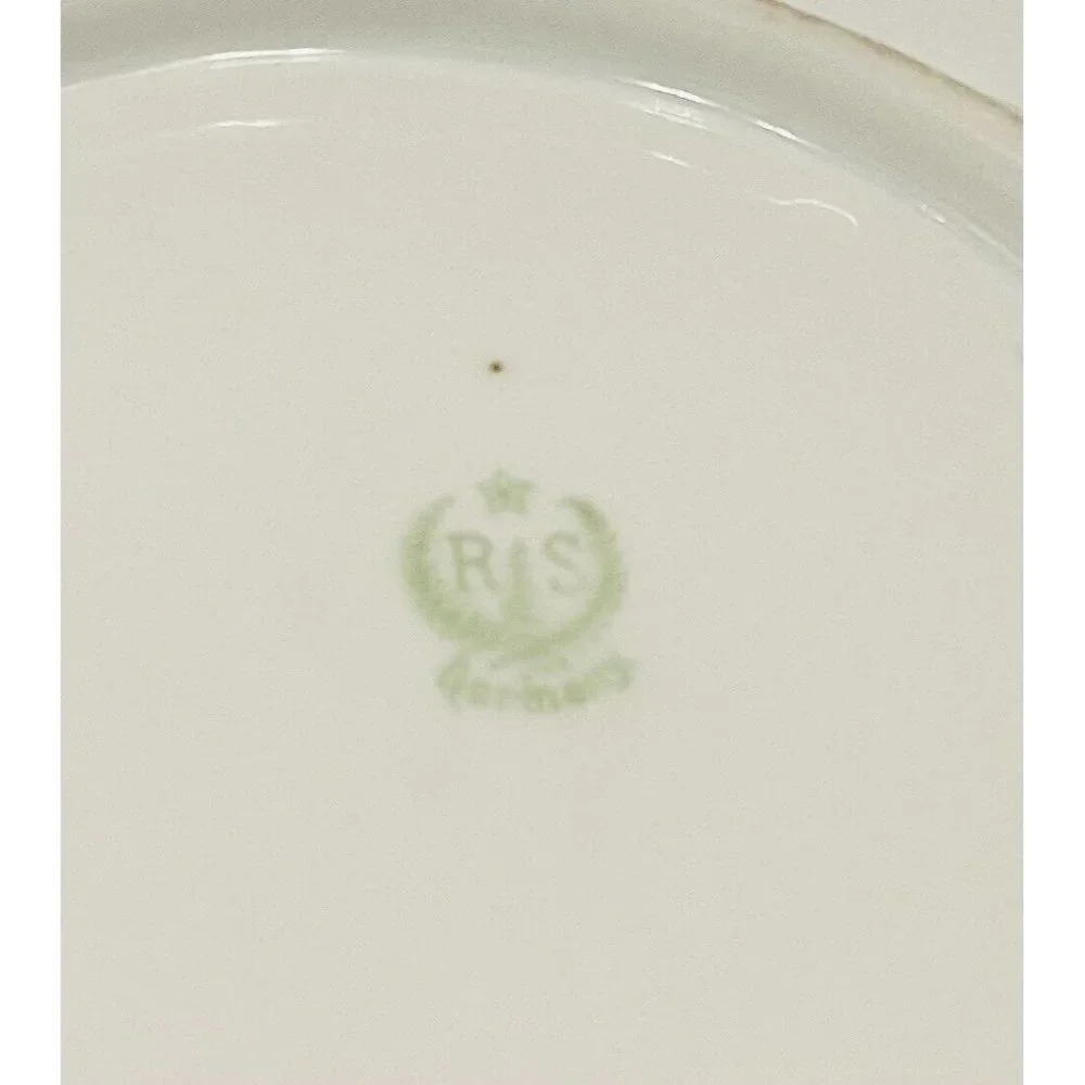 Vintage RS Germany Floral Bowl 9” Roses Enamel Handpainted Scalloped Gold Trim